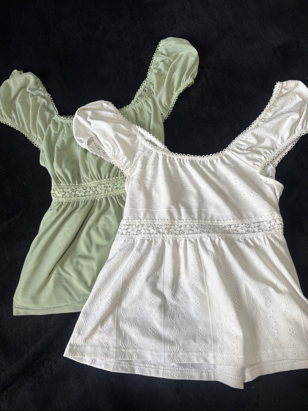 White and Green baby doll top duo 🤍🪷